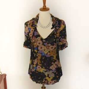 Anthropologie Odille Floral Blouse, Sz 8